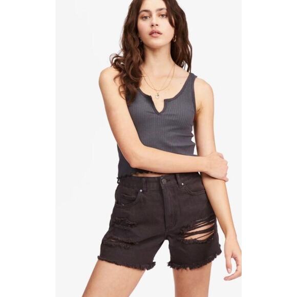 Billabong Pants - Billabong Distressed Denim Shorts Black High Rise Sz W27